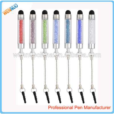 wholesales custom touch screen stylus crystal pen with chain