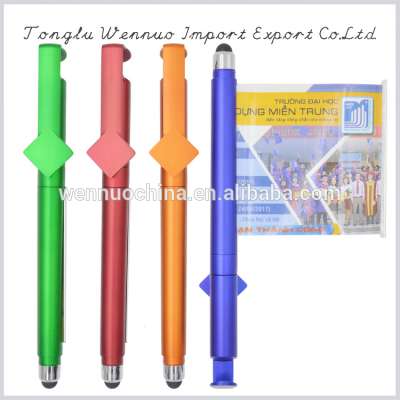 2017 New collect advertising pull out banner pen,QR CODE stylus pen, gel pen with phone stand