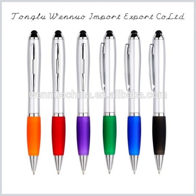 plastic barrel with stylus ink logo pen advertisement sample