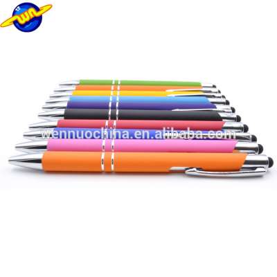 Guaranteed quality Colorful custom logo promotional rubber metal touch ball pen